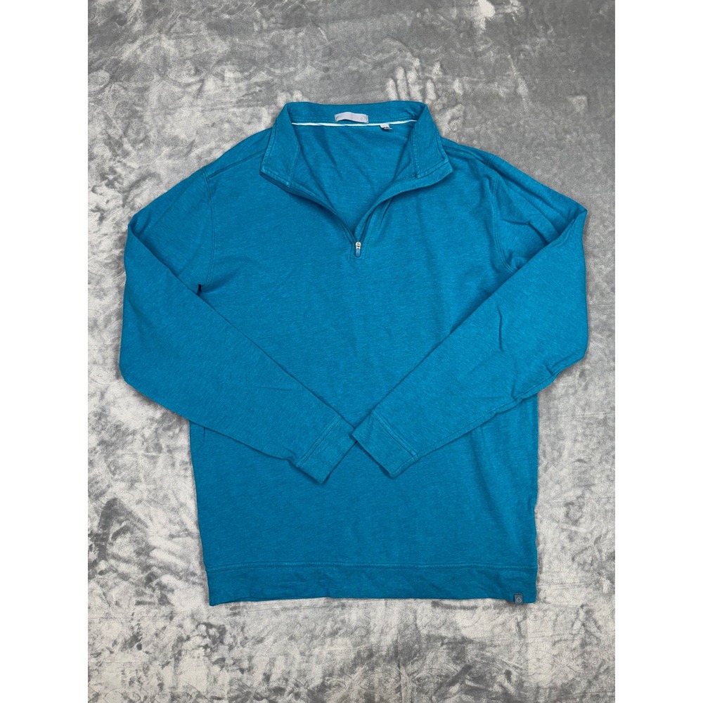 Tasc Performance Mens Teal Blue Quarter Zip Bamboo Cotton Pullover M